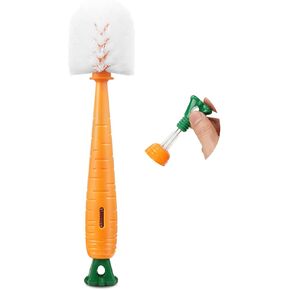 Cute Carrot-Shaped Baby Bottle Cleaning Brush Set, 2-in-1 Bottle Brush with Detail Brush for Baby Bottles, Cups, Breast Pump Parts,etc.