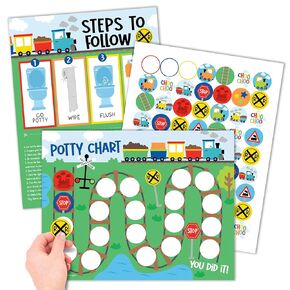 Train Potty Training Chart for Toddlers Boys - Potty Chart for Boys with Stickers, Sticker Chart for Kids Potty Training Chart for Toddlers Boys, Potty Sticker Chart for Toddlers Boy, Potty Rewards
