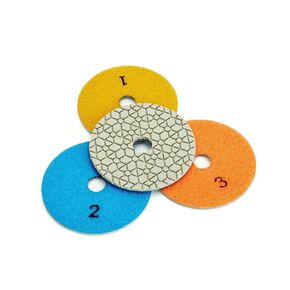 4 inch 3 Steps Diamond Polishing Pad Super Flexible Wet Polishing Pads for Concrete Marble Quartz Stone Countertop Granite