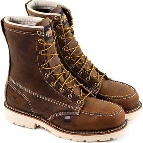 Thorogood American Heritage 8" Steel Toe Work Boots for Men - Full-Grain Leather with Moc Toe, Slip-Resistant Heel Outsole, and Comfort Insole; EH Rated