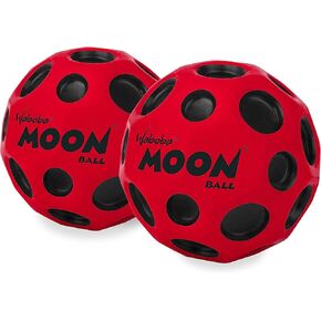 Waboba Moon Ball - Bounces Out of This World - Original Patented Design - Craters Make Pop Sounds - Red (2 Pack)