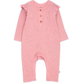 HonestBaby Baby-Girl's Organic Cotton Long Sleeve Flutter Henley Coverall (Last Chance)