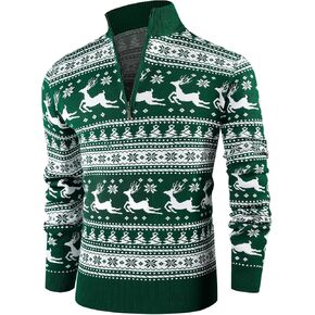 NITAGUT Mens Slim Fit Zip Up Mock Neck Polo Sweater Casual Long Sleeve Sweater and Pullover Sweaters with Ribbing Edge