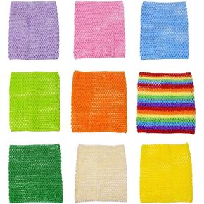 9inch Crochet Tutu Tops Unlined Tube Top Crochet headbands For 12-36 Months Kids 9pcs