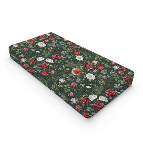 Snowy Christmas Floral Baby Changing Pad Covers Christmas Roses Cherry Pine Fir Leaves Diaper Changing Table Pad Sheets for Boy Girl Soft Breathable Stretchy Nursery Changing Table Mats 32''x16''