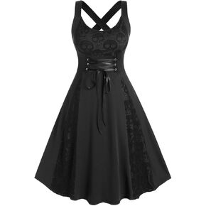 ROSE GAL Womens Plus Size Dresses Sleeveless Wrap V-Neck Gothic Vintage 50S Party Maxi Dress