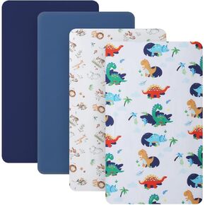 Crib Sheet for Boys and Girls, Super Soft Microfibre Crib Sheet Set, Breathable Cot Sheet, for Cot and Toddler Mattress, 130x70x20cm, 4pcs