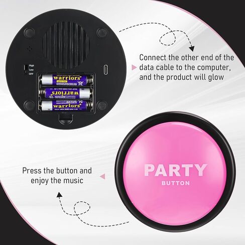 2 قطعة زر حفلة الرقص 30 ثانية زر موسيقى حفلة الرقص الأرجواني للفصول الدراسية أزرار الطنان المضحكة للألعاب المكتبية الجديدة والمرحة والهدايا الرائعة لديكور المكتب، 4.5 × 4.5 × 1.5 بوصة in Kuwait