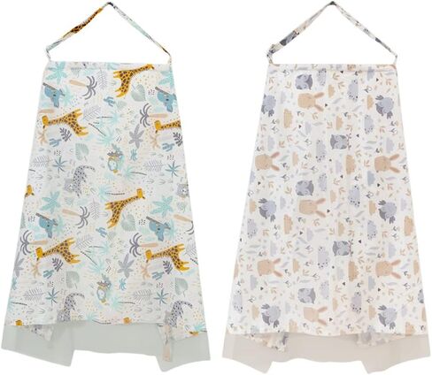 Eforcase قطعتان من أغطية الرضاعة لتغطية الرضاعة الطبيعية، وشاح غطاء للرضاعة الطبيعية، غطاء ناعم قابل للتنفس، مظلة مقعد السيارة الخفيفة، منشفة الرضاعة الأساسية للأم والطفل in Kuwait