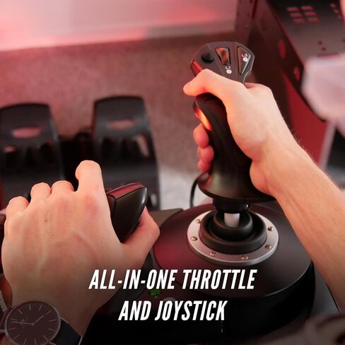 Thrustmaster T.Flight Hotas X - عصا تحكم لمحاكاة الطيران ذات 5 محاور مع صمام خانق ومقاومة قابلة للتعديل وأزرار قابلة للبرمجة للكمبيوتر الشخصي in Kuwait