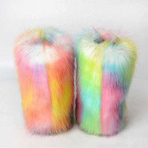 FUNCOS Women's Faux Fur Boots Warm Fuzzy Fluffy Winter Halloween Party Costume Shoes in Saudi Arabia