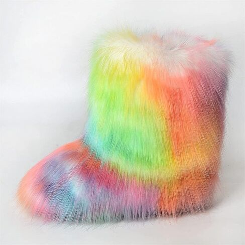 FUNCOS Women's Faux Fur Boots Warm Fuzzy Fluffy Winter Halloween Party Costume Shoes in Saudi Arabia