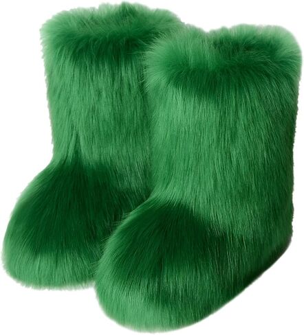 FUNCOS Women's Faux Fur Boots Warm Fuzzy Fluffy Winter Halloween Party Costume Shoes in Saudi Arabia