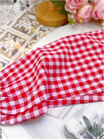 MakeMeChic Baby-Girls Gingham Plaid Elastic Waist Trousers Loose Cute Lantern Pants in Saudi Arabia