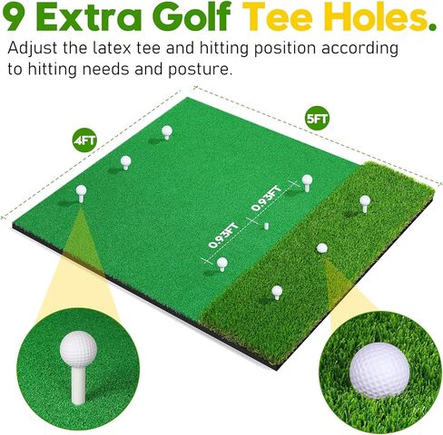 Golf Hitting Mat - 5x4 ft 31MM Thickened Golf Practice Mats with 10 Golf Ball & 9 Tees, for Outdoor & Indoor Training Putting, Improve Batting and Swing Skill, Backyard & Garage Personal Driving Range in Saudi Arabia