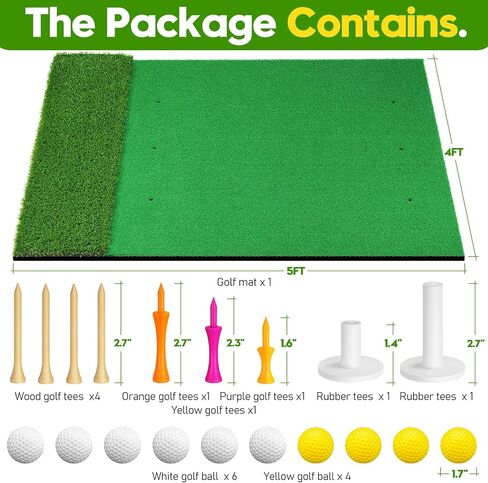 Golf Hitting Mat - 5x4 ft 31MM Thickened Golf Practice Mats with 10 Golf Ball & 9 Tees, for Outdoor & Indoor Training Putting, Improve Batting and Swing Skill, Backyard & Garage Personal Driving Range in Saudi Arabia
