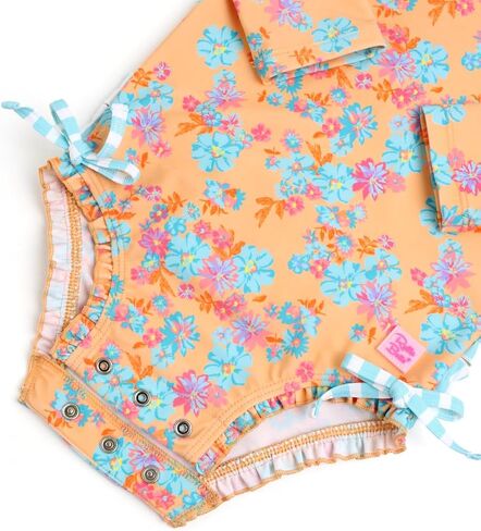 RuffleButts® Girls UPF 50+ Sun Protection Long Sleeve One Piece Swimsuit with Zipper in Kuwait