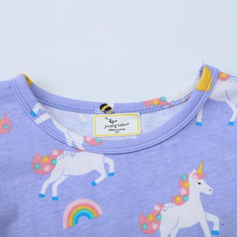 DDSOL Toddler Girls Long Sleeve Dress Crewneck Ruffle Sleeve Kids Unicorn Heart Cotton Casual Pleated Twirly Dress in Saudi Arabia