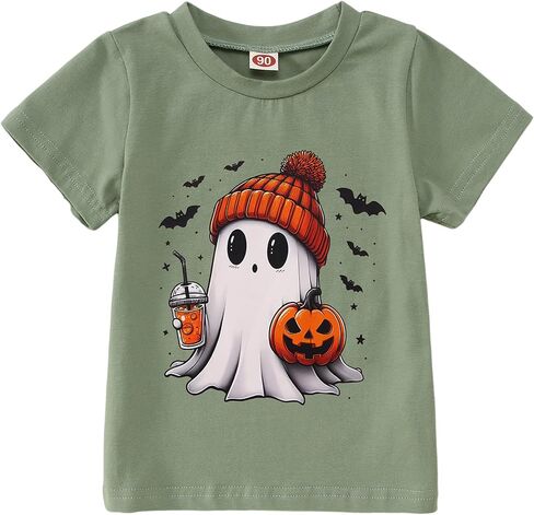 Halloween Shirts for Toddler Baby Girls Boys Pumpkin T-Shirts Ghost Tees Short Sleeve Tops Spooky Season Clothes in Saudi Arabia