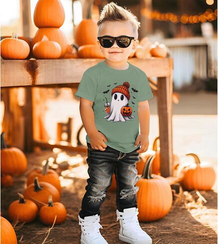 Halloween Shirts for Toddler Baby Girls Boys Pumpkin T-Shirts Ghost Tees Short Sleeve Tops Spooky Season Clothes in Saudi Arabia