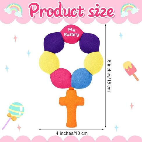Baby Rosary Rattles Soft Baby Rattle Plush Baby Rattles for Newborn Infants, 6 x 4 Inches(Bright Pink) in Kuwait