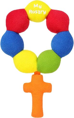 خشخيشات مسبحة الأطفال الناعمة من القطيفة للرضع حديثي الولادة، مقاس 15.24 × 10.16 سم (وردي ساطع) in Kuwait