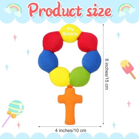 خشخيشات مسبحة الأطفال الناعمة من القطيفة للرضع حديثي الولادة، مقاس 15.24 × 10.16 سم (وردي ساطع) in Kuwait