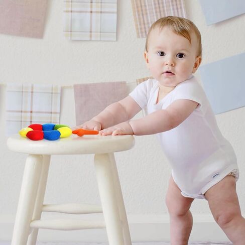 خشخيشات مسبحة الأطفال الناعمة من القطيفة للرضع حديثي الولادة، مقاس 15.24 × 10.16 سم (وردي ساطع) in Kuwait