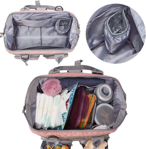 Diaper Bag Backpack- Baby Waterproof Multi-Function Mini Smart Diaper Bag Backpack Baby Messenger for Outdoor & Working Mothers, Medium Size (Pink) in Kuwait
