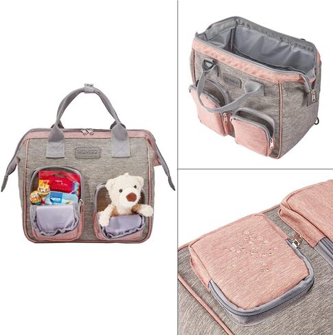 Diaper Bag Backpack- Baby Waterproof Multi-Function Mini Smart Diaper Bag Backpack Baby Messenger for Outdoor & Working Mothers, Medium Size (Pink) in Kuwait