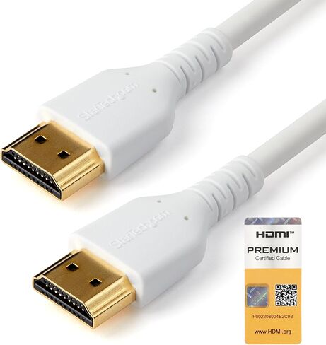 StarTech.com 3ft (1m) Premium Certified HDMI 2.0 Cable with Ethernet - Durable High Speed UHD 4K 60Hz HDR - Rugged M/M HDMI Cord with Aramid Fiber - TPE - Ultra HD Monitors, TVs & Displays (RHDMM1MPW) in Saudi Arabia