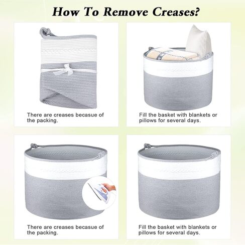 سلة حبل قطنية كبيرة جدًا XXXXL، سلة تخزين بطانية AivaToba مقاس 22 بوصة × 22 بوصة × 16 بوصة، سلة تخزين الألعاب، سلة تخزين متينة مزخرفة بمقابض في غرفة المعيشة in Kuwait