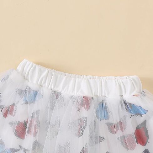 طفلة عيد ميلاد الزي الصيف رسالة التطريز تي شيرت فراشة تول توتو تنورة 2 قطعة مجموعات الملابس لطيف in Kuwait