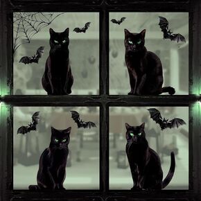 Halloween Decorations 223 PCS Halloween Window Clings 6 Sheets Halloween Window Stickers Double-Sided Removable Glass Window Decals Happy Halloween Window Clings for Children Party