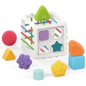 PlenPLAY 7-in-1 Activity Cube for Toddlers 1-3 - Educational Toy with Shape Sorter, Abacus, Xylophone, Peekaboo, Slides, and Gears - Sensory Toys for Toddlers 1-3