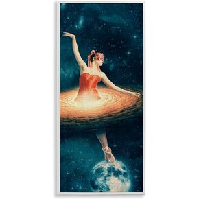 Stupell Industries Dancing Ballerina Red Nebula Dress Moon Outer Space, Design by Paula Belle Flores