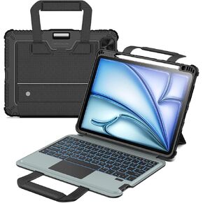 Nillkin Carry Go Keyboard Case for iPad Air 11-inch (M2) 2024&iPad Pro 11, iPad Air 5th&4th Generation case with Keyboard and Handle, Magic Trackpad, Detachable Keyboard with 7 Backlight Colors, Black