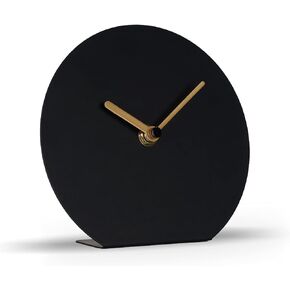 SOFFEE DESIGN 6'' One-Piece Table Clocks Without Scale Modern Minimalist Style Decoration, Iron Silent Quartz Desk Clock Creative Ornaments, Battery Operated Non Ticking for Home, White