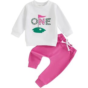 Baby Boy Girl First Birthday Golf Outfit Hole In One Golf Sweatshirt Top Jogger Pants Set 2Pcs Fall Clothes