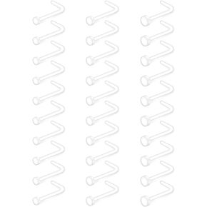 Ruifan 18G Clear Bioflex L Shaped Nose Ring Stud Retainer Body Jewelry Piercing Top Flat 2mm 2.5mm 3mm 20-30PCS in Saudi Arabia