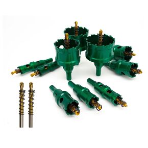 10Pcs TCT Hole Saw Kit,Tungsten Carbide Tipped Hole Saw Set, Hole Cutter Heavy Duty for Stainless Steel.(5/8"-2-1/8").