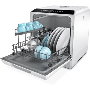 Countertop Dishwasher, 5 Washing Programs Portable Dishwasher With 5-Liter Built-in Water Tank For Glass Door