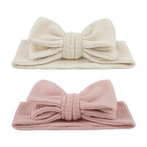 YanJie Headbands Baby Girls Hair Bows Stretchy Waffle Pink Bows Handmade Baby Girl Bows and Headbands Toddler Bows for Girls Hair Accessories