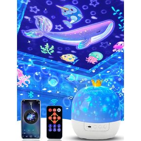 21 Sets of Films, Projector Night Light for Kids Bedroom, Ceiling, Remote Control & Bluetooth Speaker, Baby Night Light Projector, Star Galaxy Projector for Baby Girls Christmas, Nursery, Room Decor