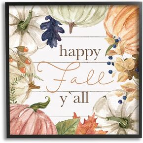 Stupell Industries Happy Fall Y'all Phrase Framed Giclee Art by Carol Robinson