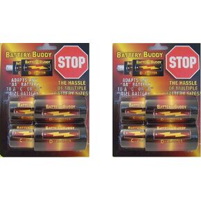 AA to C battery converter, AA to D battery spacer, C to D battery adapter by Battery Buddy™ (2 Pack)