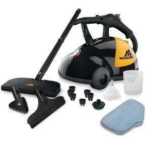 McCulloch MC1385 Deluxe Canister Steam Cleaner with 23 Accessories, Chemical-Free Pressurized Cleaning for Most Floors, Counters, Appliances, Windows, Autos, and More, 1-(Pack), Black