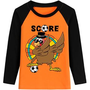 Tkria Kids Thanksgiving Day Tshirt Turkey Football Toddler Boys Raglan Long Sleeve Shirts 2-7T