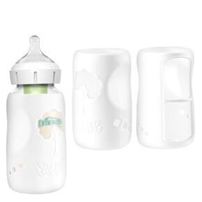 2 Pack Silicone Bottle Sleeves for Dr Browns Glass Baby Bottles 8 oz, Protection and Insulation, Glass Baby Bottle Sleeve Compatible with Dr Browns Wide Neck Bottles, Dishwasher Safe, BPA Free