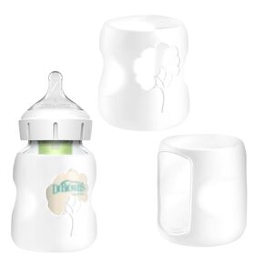 2 Pack Silicone Bottle Sleeves for Dr Browns Glass Baby Bottles 4 oz, Protection and Insulation, Glass Baby Bottle Sleeve Compatible with Dr Browns Wide Neck Bottles, Dishwasher Safe, BPA Free